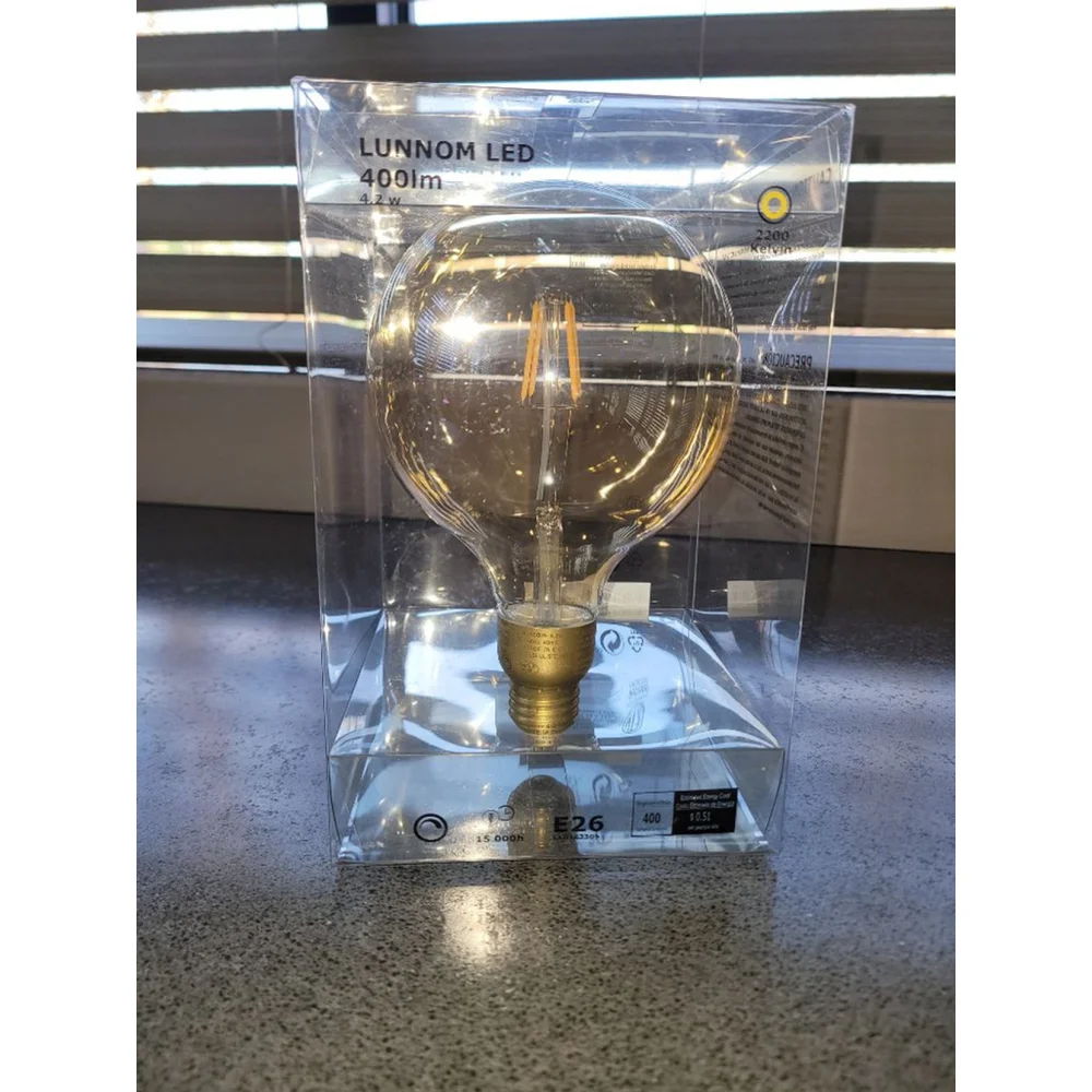 IKEA LUNNOM LED Globe Bulb 400lm E26 2200K 4.2W Warm Vintage Style New